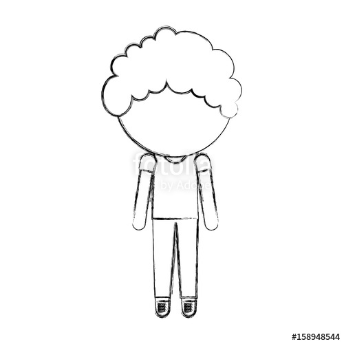 500x500 Sketch Draw Faceless Cute Little Boy Vector Illustration Graphic - Faceless Sketch