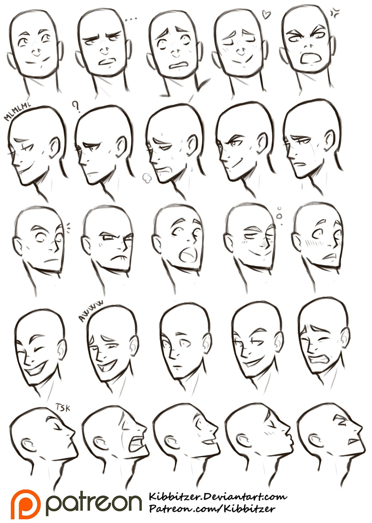 Facial Expression Sketches at PaintingValley.com | Explore collection ...