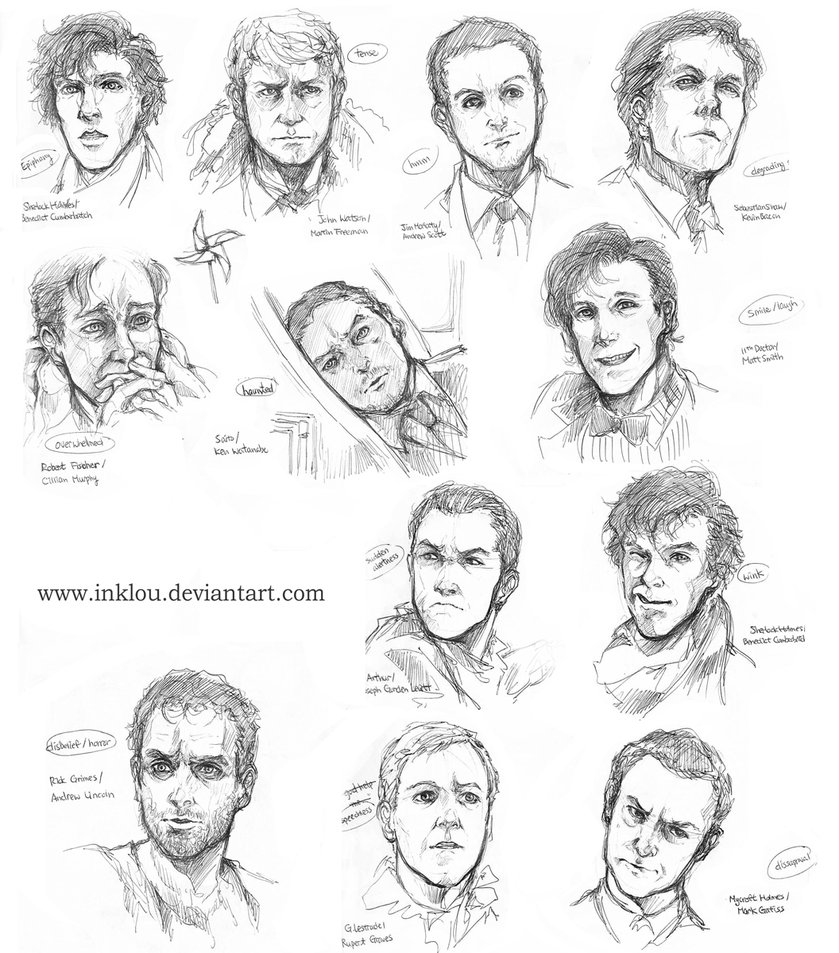 839x953 Expression Sketches By Inklou - Facial Expression Sketches