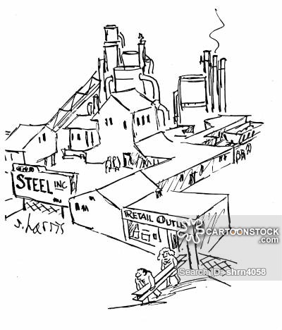 400x468 Steel Factory Cartoons And Comics - Factory Building Sketch