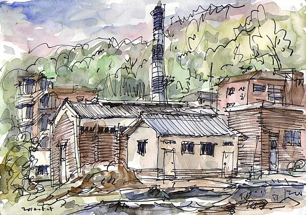 618x434 Some Sketches Around Anyang Art Park Urban Sketchers - Factory Building Sketch