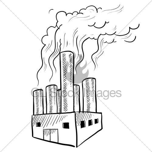 500x500 Polluting Factory Sketch Gl Stock Images - Factory Sketch
