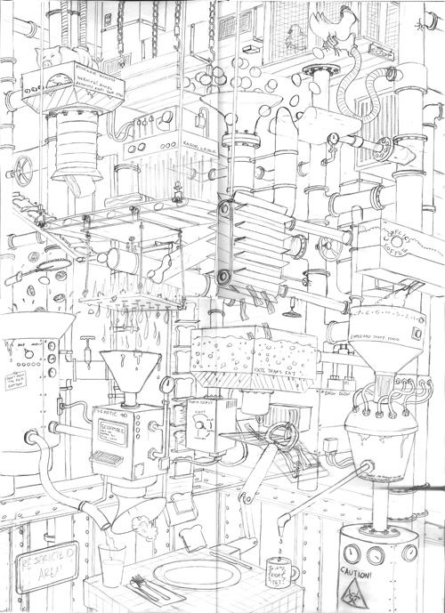 500x689 Three Factory And Machine Inspired Sketches Joe Mills - Factory Sketch