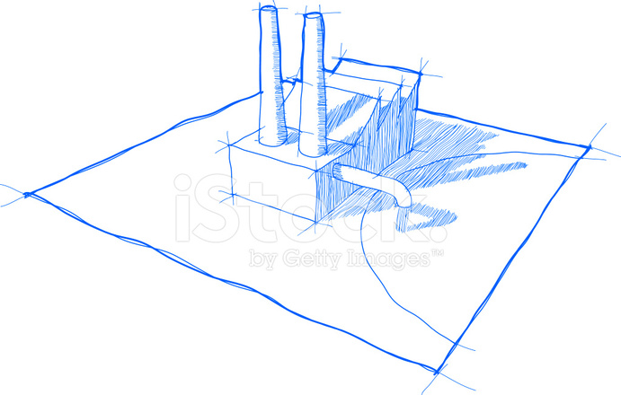 691x440 Factory Sketch Stock Vector - Factory Sketch