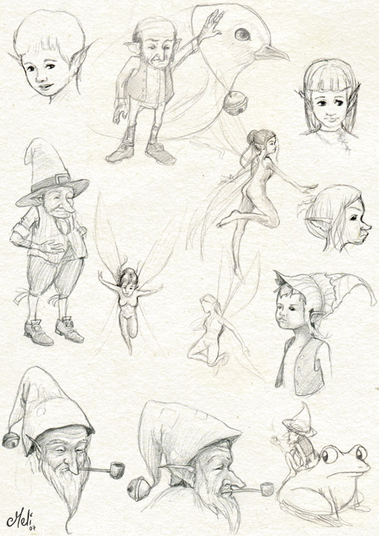 550x778 Faerie Sketch Compilation. By Meli - Faerie Sketch
