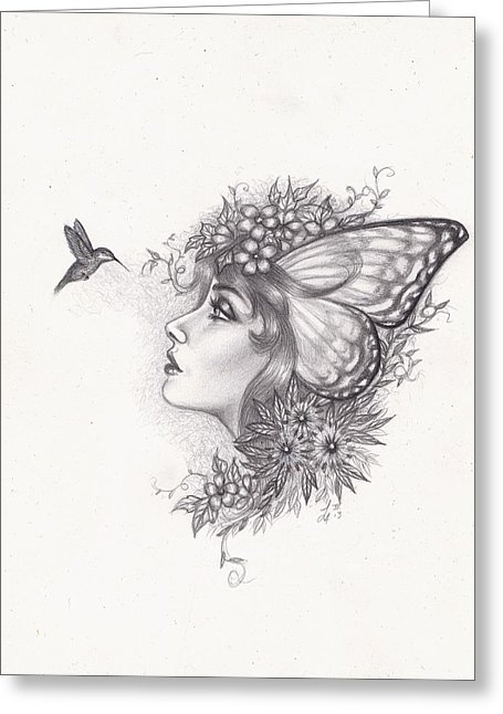455x646 Hummingbird Faerie Drawing By Leon Atkinson - Faerie Sketch
