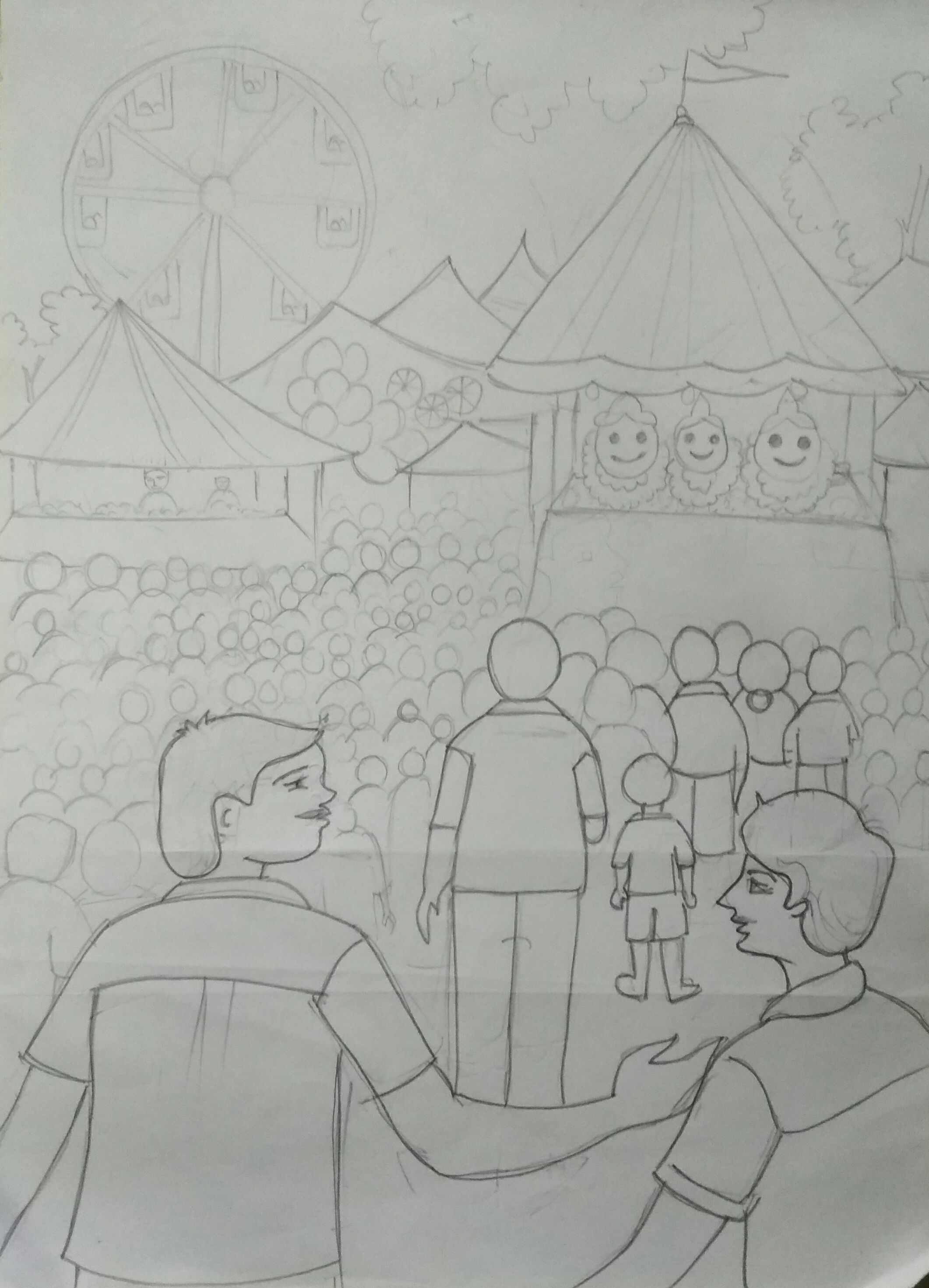 2122x2941 Simple Sketch Of A Village Fair Steemit - Fair Sketch