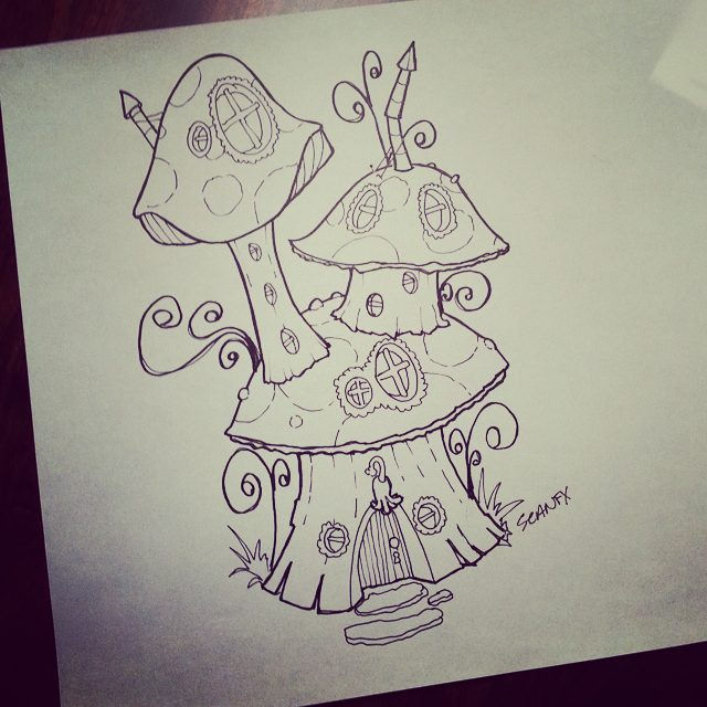 Fairy House Sketch at PaintingValley.com | Explore collection of Fairy ...