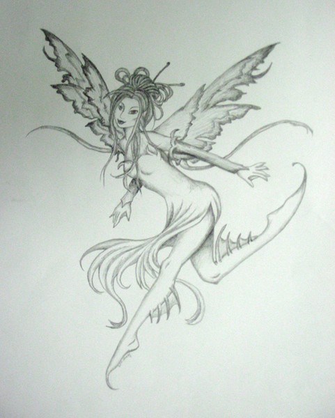 481x600 Fairy Pencil Drawing By Whitney Goin - Fairy Pencil Sketch