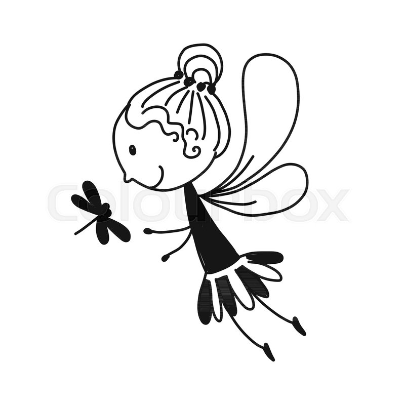 800x800 Cute Little Fairy, Sketch For Your Design. Vector Illustration - Fairy Sketch