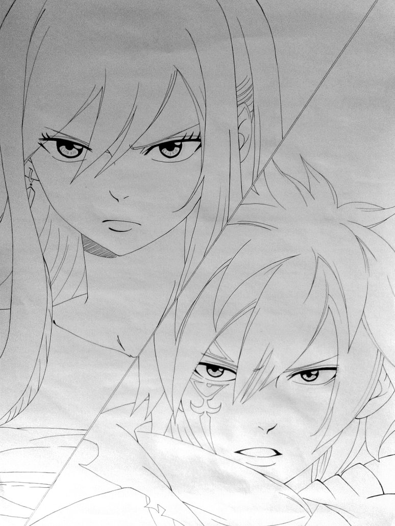774x1032 Erza And Jellal Sketch (Fairy Tail) By Charuito - Fairy Tail Sketch