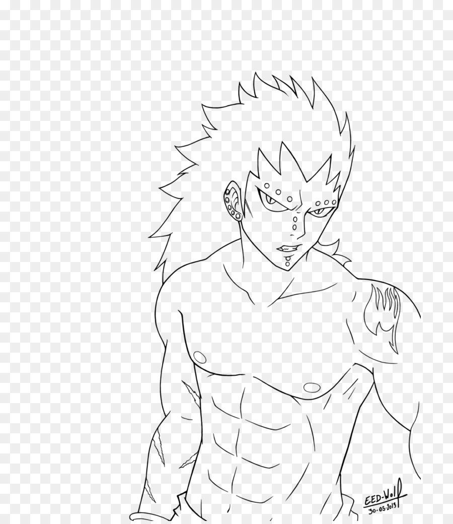 900x1040 Line Art Drawing Gajeel Redfox Fairy Tail Sketch - Fairy Tail Sketch
