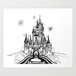 264x264 Fairytale Castle Art Prints Society6 - Fairytale Castle Sketch