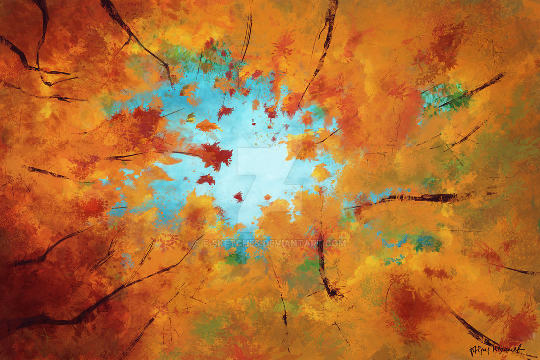 1095x730 Fall By E Sketches - Fall Sketches