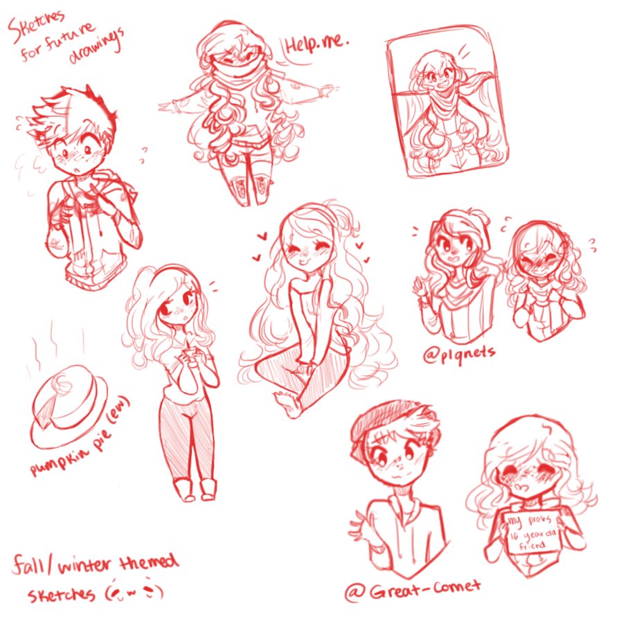 894x894 Fallwinter Themed Sketches By Caramelheather - Fall Sketches