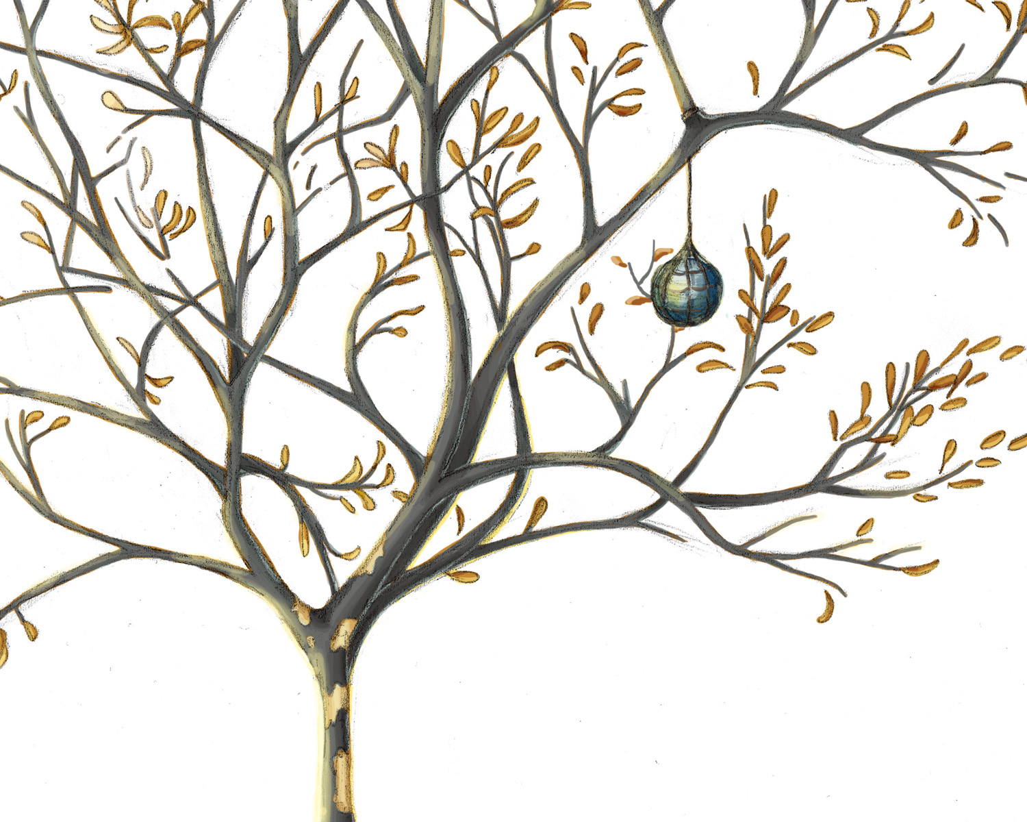 1500x1200 Fall Tree Color Sketch Bess A. Yontz Illustration - Fall Tree Sketch