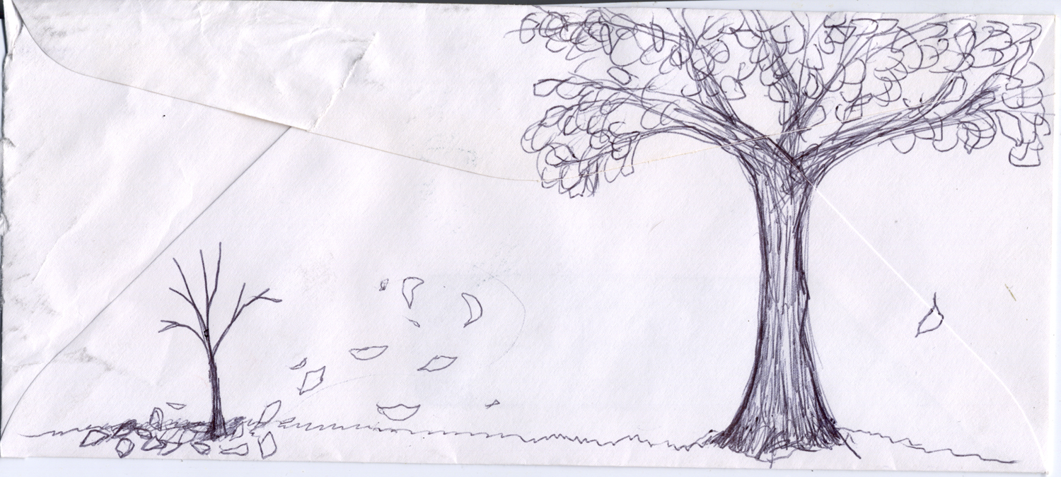 1500x675 Fall Rubber Cement - Fall Tree Sketch