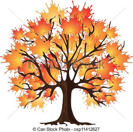 450x446 Clip Art Of Art Autumn Tree Maple Csp11412627 - Fall Tree Sketch