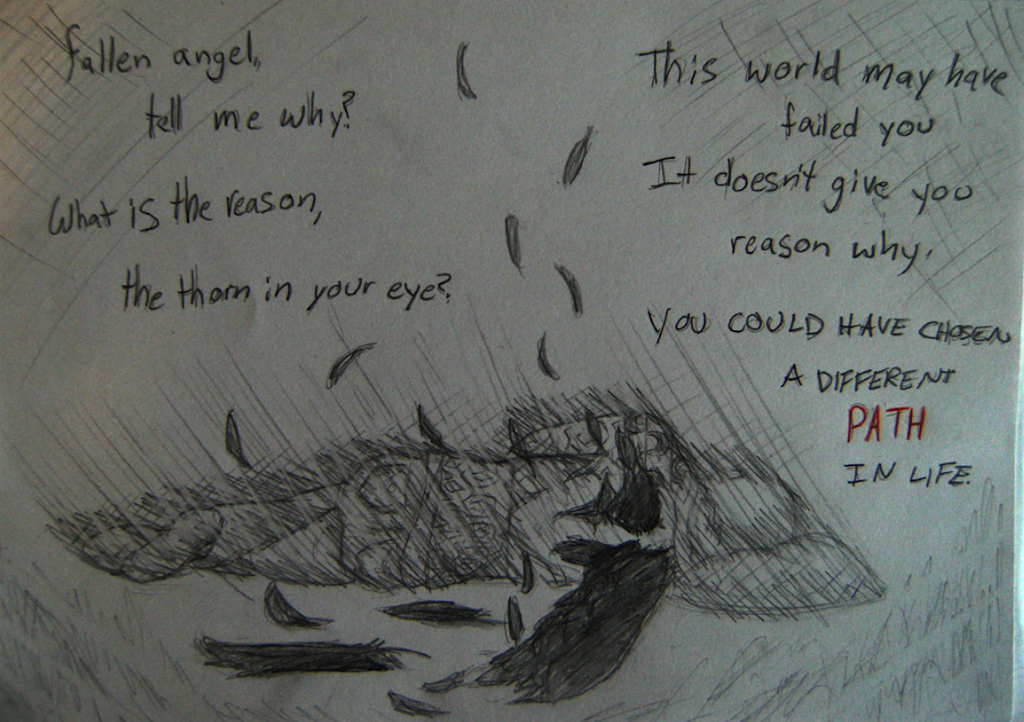 1024x722 Fallen Angel Sketch Thing By Tsunamiraine - Fallen Angel Sketch