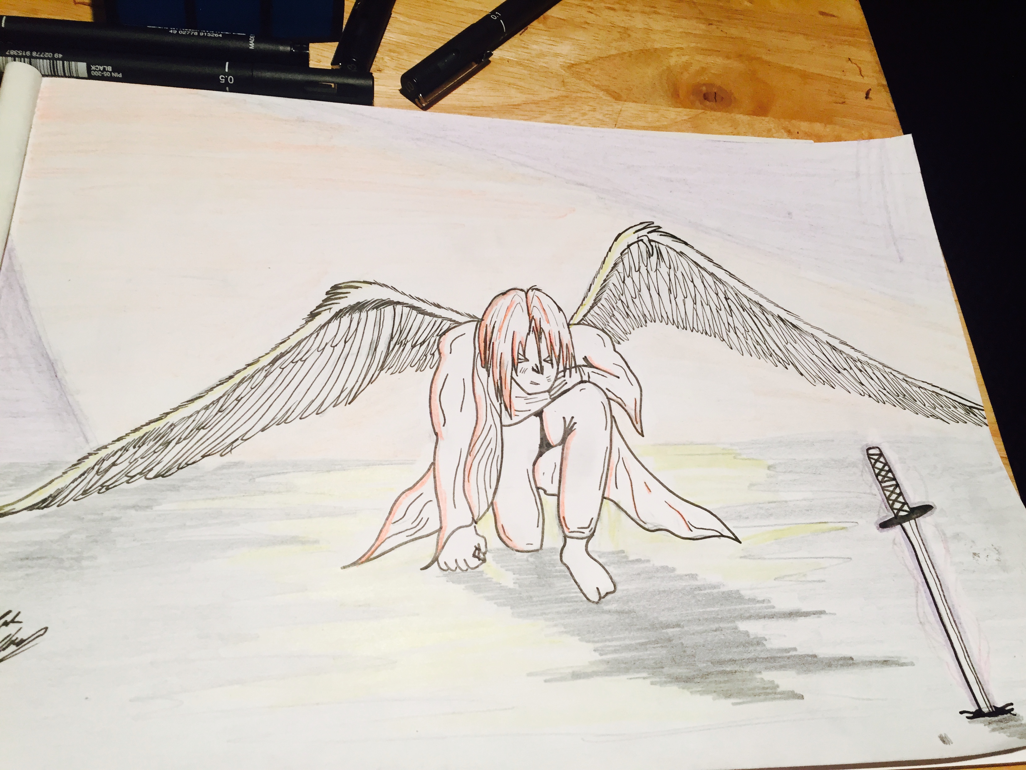 3264x2448 Fallen Angel Sketch By Jackjohns On Newgrounds - Fallen Angel Sketch