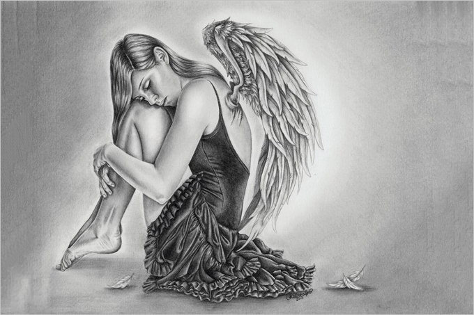 680x453 Angel Drawings - Fallen Angel Sketch