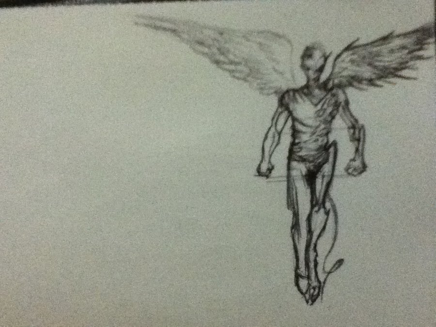 900x675 Fallen Angel Tattoo Sketch By Graycrispin1 - Fallen Angel Sketch