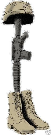 219x576 Usa Battle Cross Vinyl Decal Memorial Fallen Soldier Army Marines - Fallen Soldier Sketch