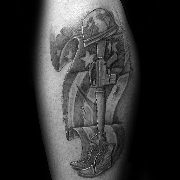 599x599 50 Fallen Soldier Tattoo Designs For Men - Fallen Soldier Sketch