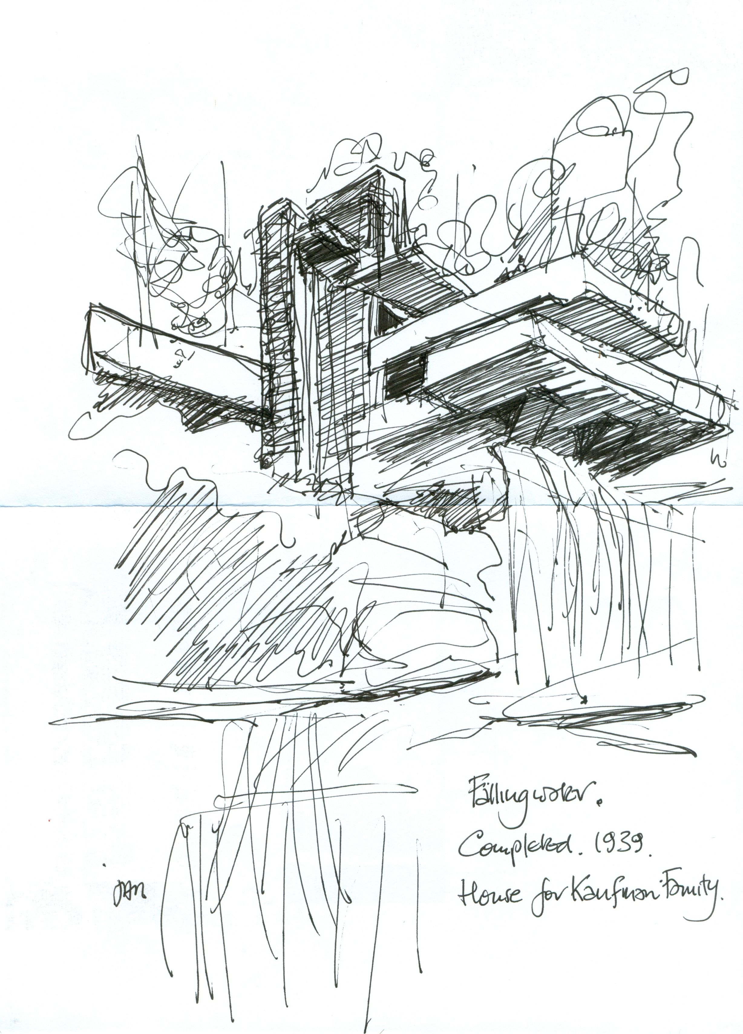 2456x3416 Falling Water Sketch Architecture Design Sketches - Falling Water Sketch