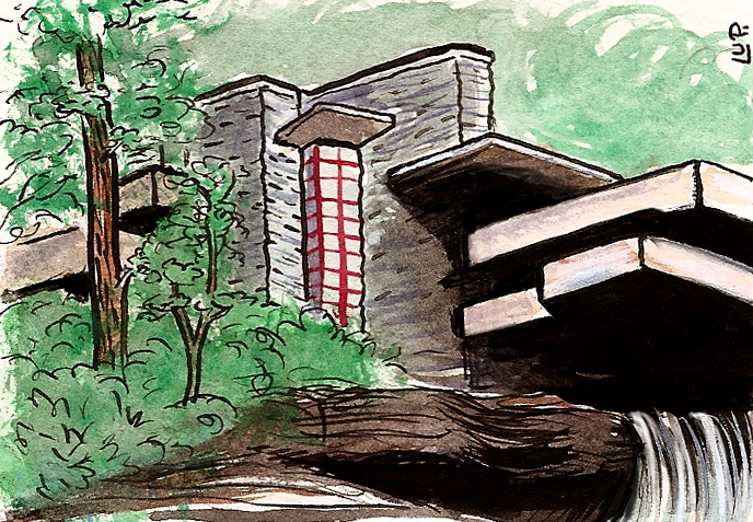 688x477 Fallingwater Sketch By Lupi Things I Hate To Draw - Falling Water Sketch