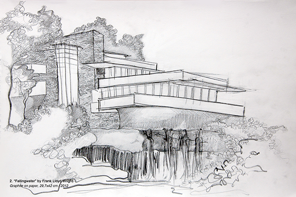 600x400 Sketch For Fallingwater Frank Lloyd Wright On Behance - Falling Water Sketch