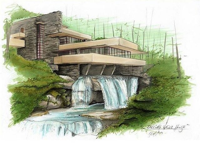 640x457 Falling Water House Amazing By @steviepoep - Fallingwater Sketch