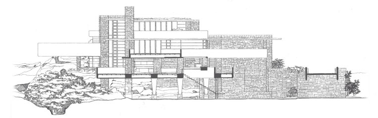 763x240 Fallingwater - Fallingwater Sketch