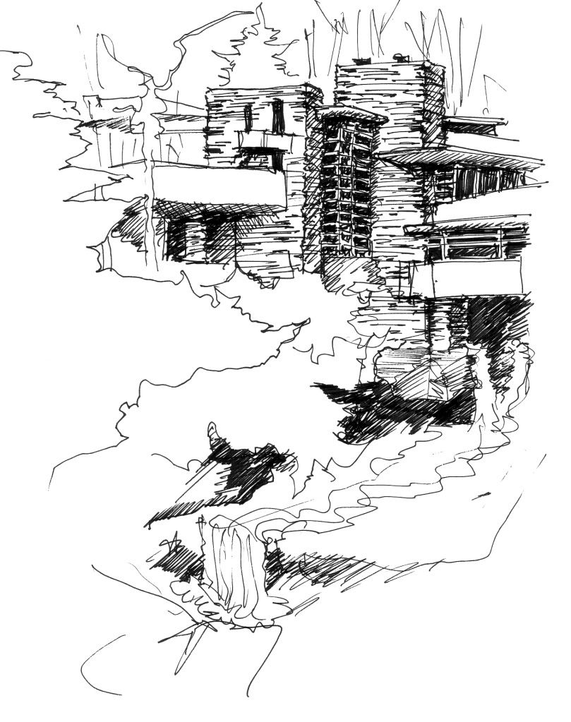 809x1023 Fallingwater Sketch Super Lloyd Wright, Falling - Fallingwater Sketch