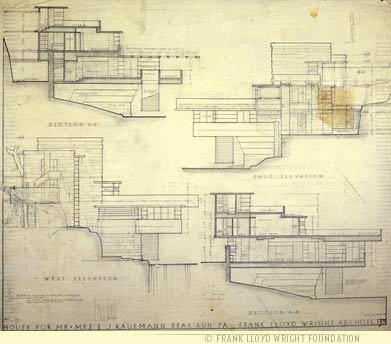 391x344 Frank Lloyd Wright - Fallingwater Sketch