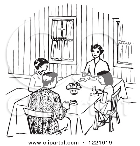 450x470 Black Family Eating - Family Dinner Sketch