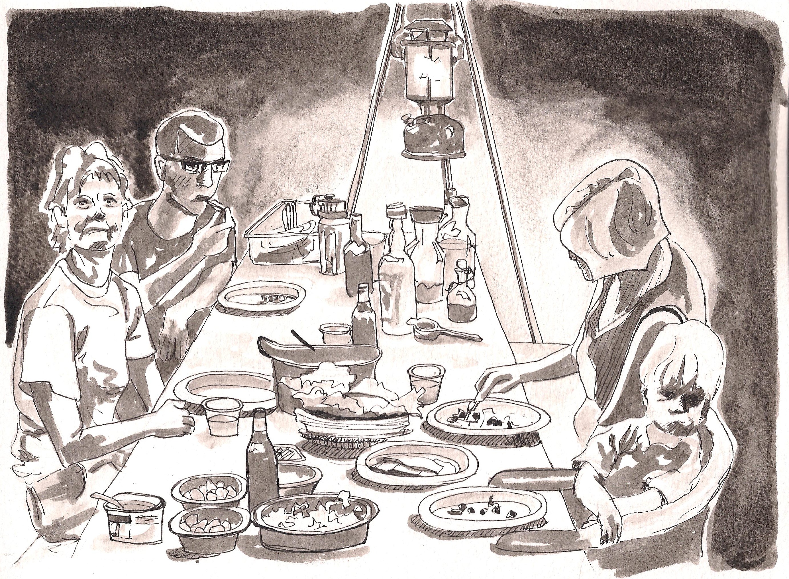 2769x2033 Dining Out. Jessica Canales - Family Dinner Sketch