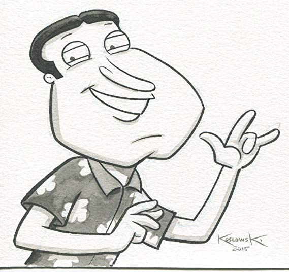 569x536 Family Guy Quagmire Ooak Original Hand Inked Illustration Drawing - Family Guy Sketch