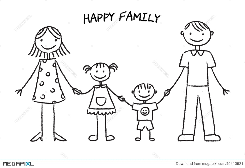 800x549 Happy Family Sketch Illustration 49413921 - Family Photo Sketch