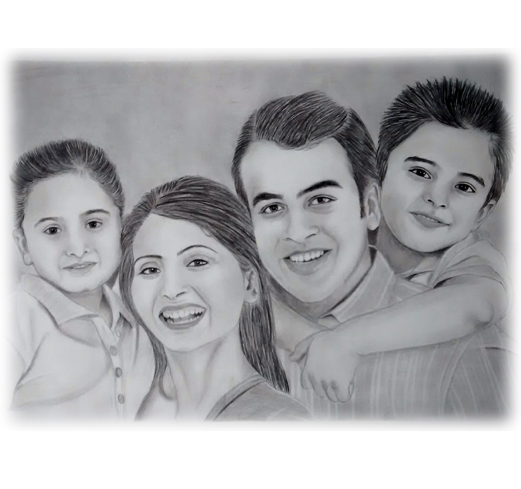 Family Photo Sketch at PaintingValley.com | Explore collection of ...