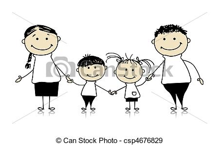 450x299 Happy Family Smiling Together, Drawing Sketch . - Family Picture Sketch