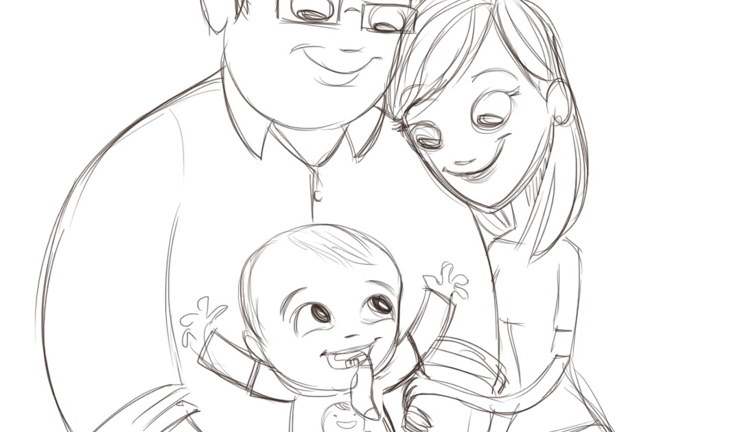 1084x630 Penguin Stands Alone Family Sketch. - Family Picture Sketch