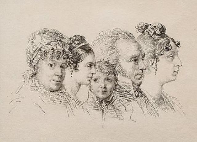 640x460 Family Portrait A Study Of Five Heads Sketch Of Steps, Pencil - Family Portrait Sketch