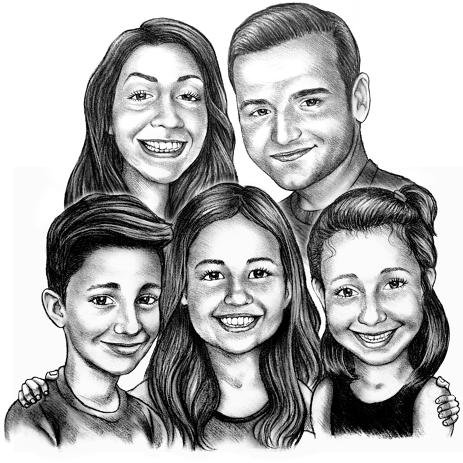463x463 Order Sketch Effect Caricature Photo To Pencil Sketch Worldwide - Family Portrait Sketch
