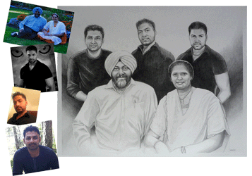 357x250 Portraits Pencil Sketch Portraits From Photographs Custom Portrait - Family Portrait Sketch