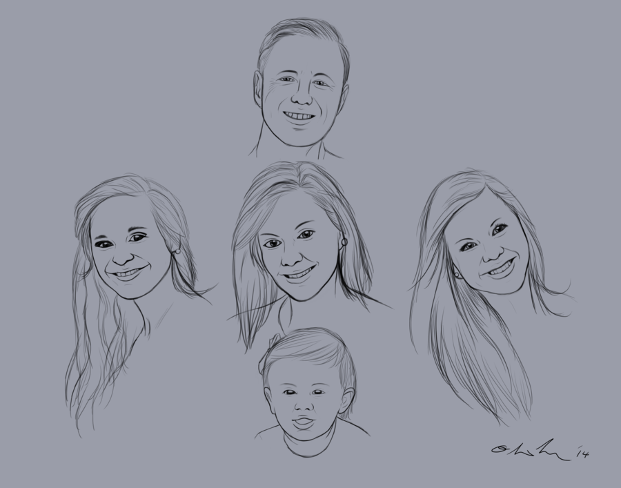 900x707 Sketch Commission - Family Portrait Sketch