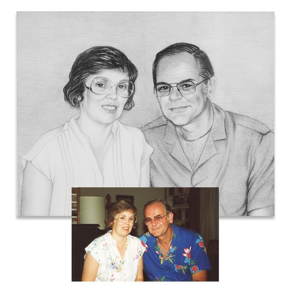 570x570 Couples Portrait Sketch Family Portrait Pencil Sketch From Etsy - Family Portrait Sketch