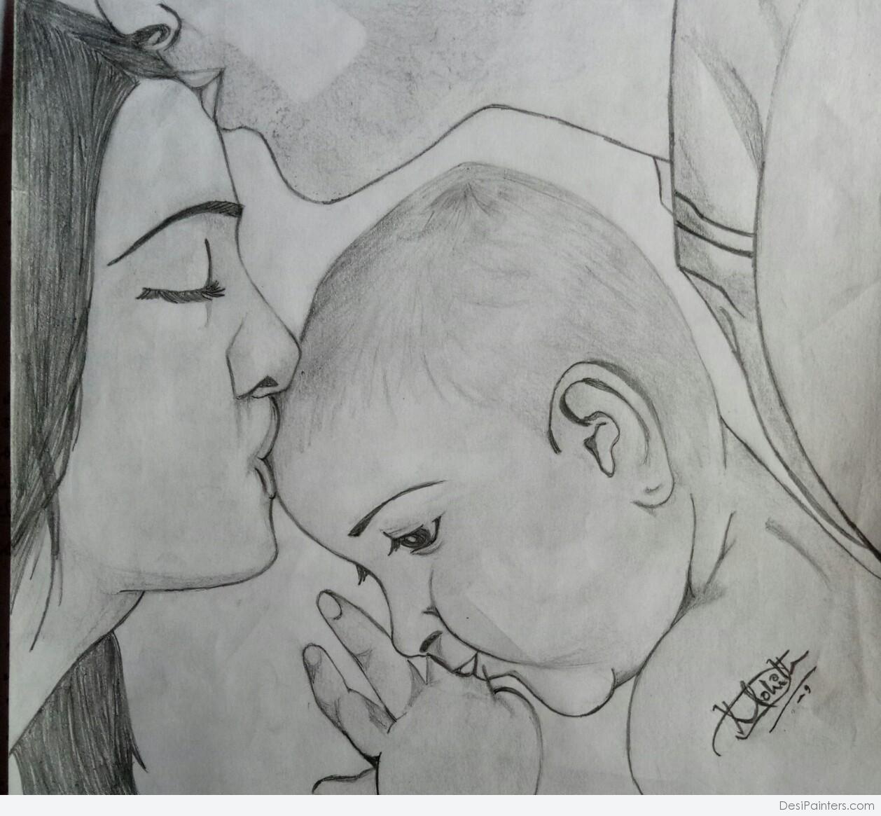 1258x1165 Pencil Sketch Of Family Love - Family Sketch
