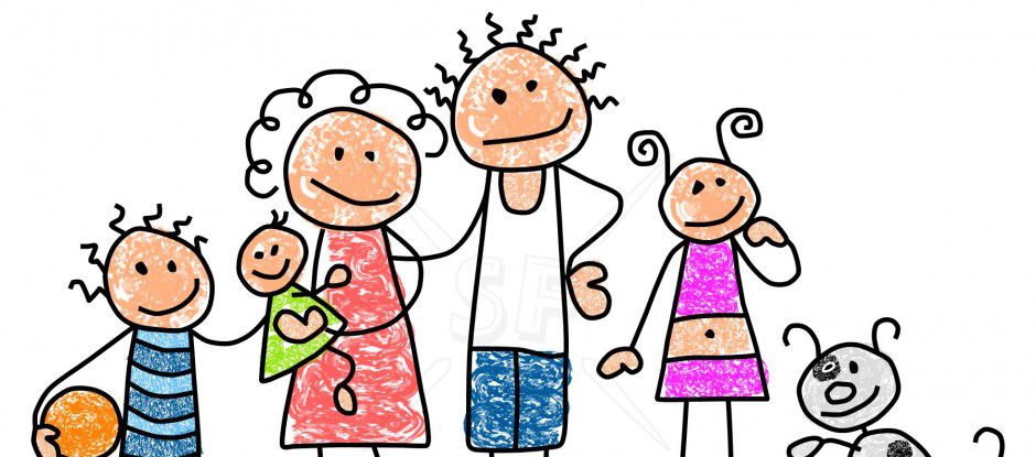 940x415 Cartoon Sketch Family Clip Art Photo - Family Sketch