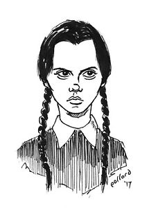 215x300 Wednesday Addams Family Original Ink Drawing Sketch Illustration - Family Sketch